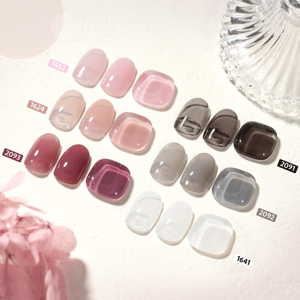 GAOY milky nude pink white swatches showing translucent-to-opaque finish options