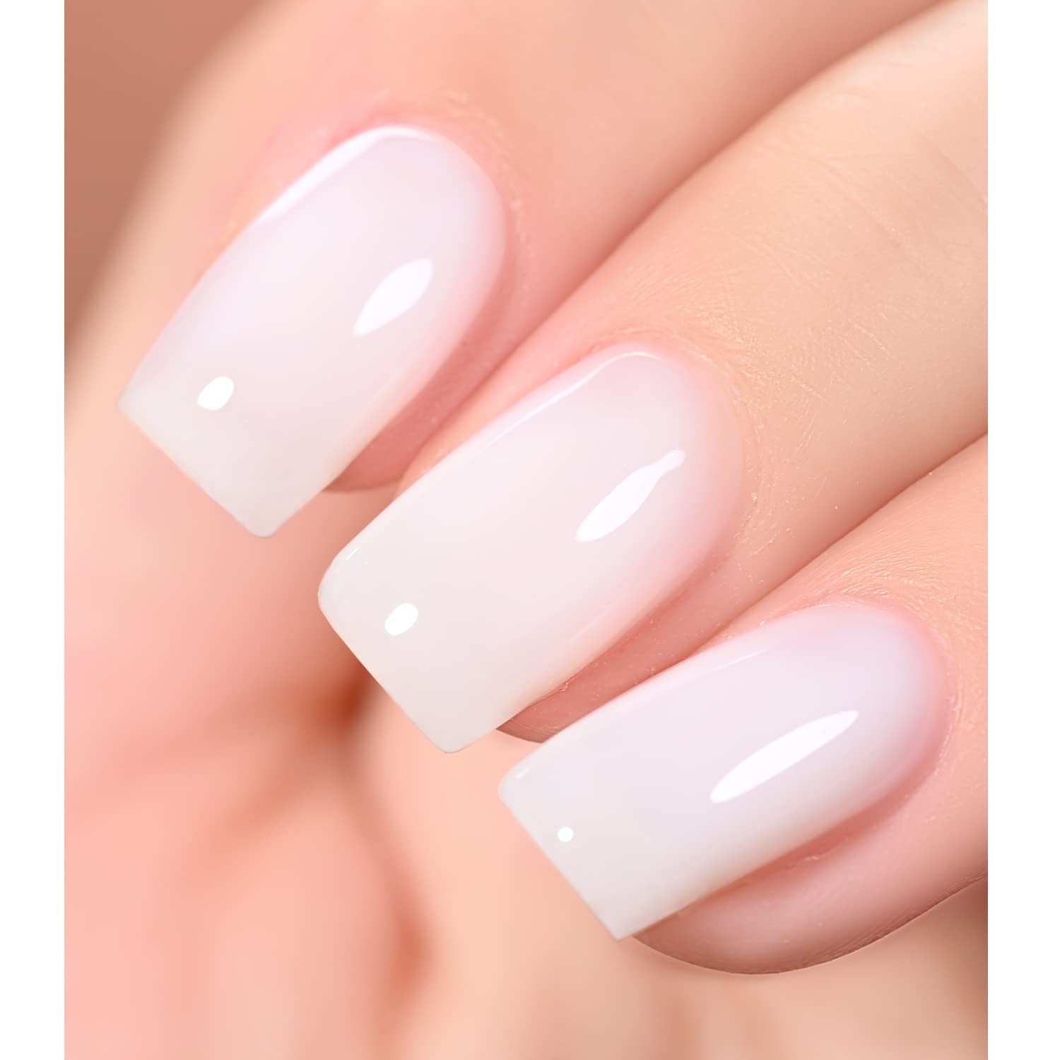 GAOY Milky White Jelly Nude brush application close-up for easy at-home manicures