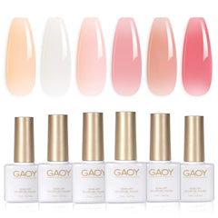 GAOY Milky White Jelly Nude set packaging showing six colors for at-home nails