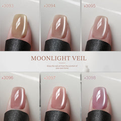 GAOY Moonlight satin finish nail polish in a sheer nude tone for wedding-ready nails.