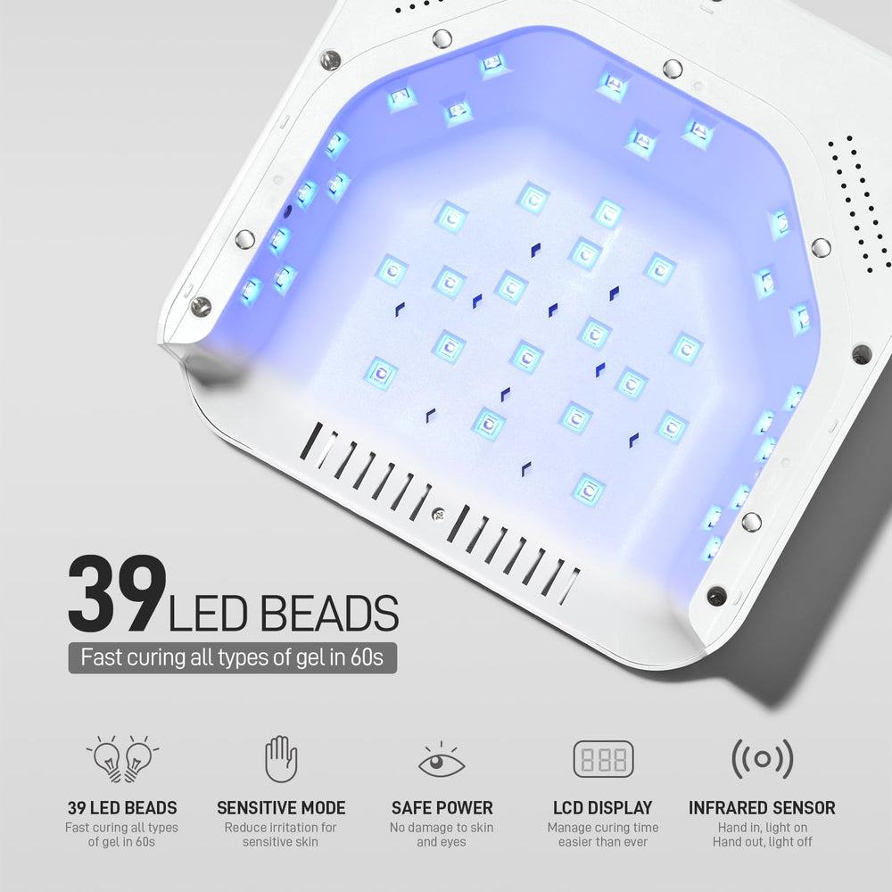 GAOY nail lamp features sensitive mode for gentler curing on sensitive skin.