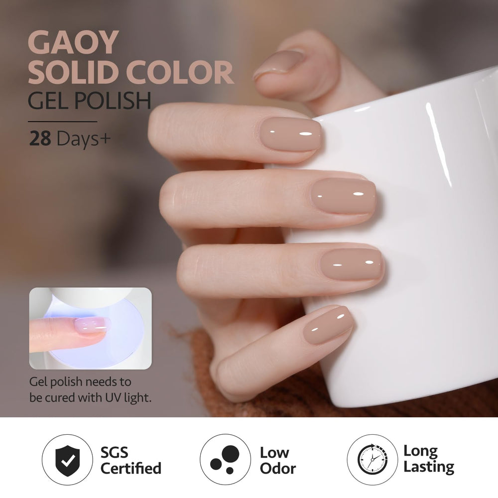 GAOY taupe nail swatch reveals muted chic tone for versatile day-to-night nails