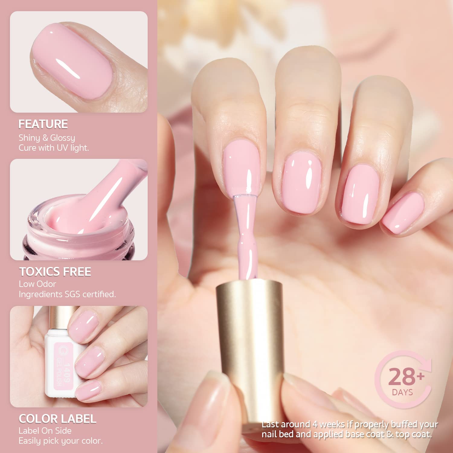 GAOY Pink Nude flatlay packaging emphasizes value with six colors in small bottles