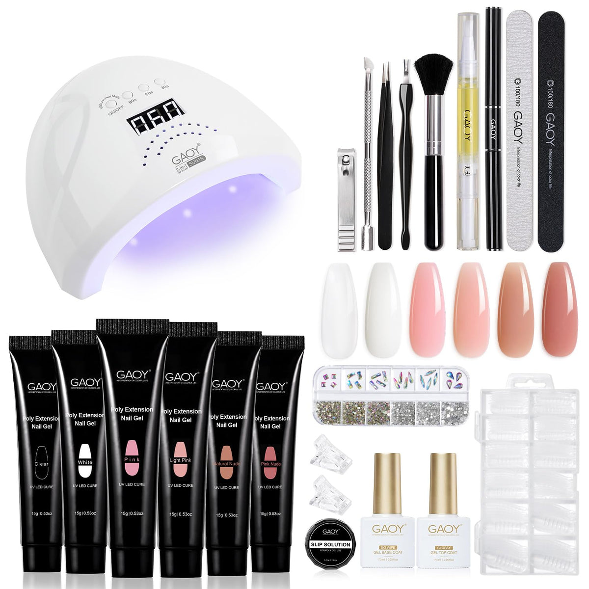 GAOY poly gel nail kit with UV lamp for at-home salon-quality nails