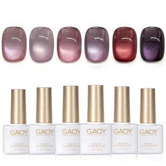 GAOY Purple Cat Eye Set packaging shows six shades for chic manicure
