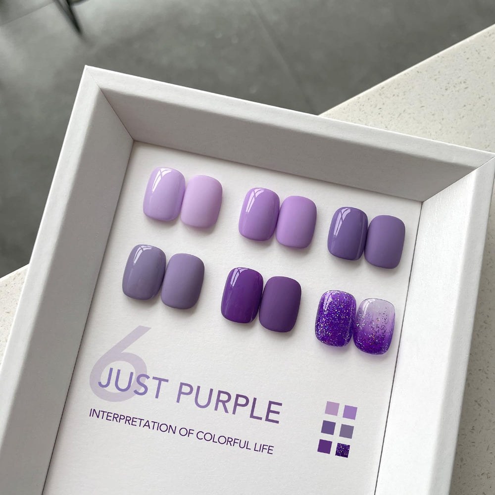 GAOY Purple gel colors close-up highlighting glitter finish for nail art.