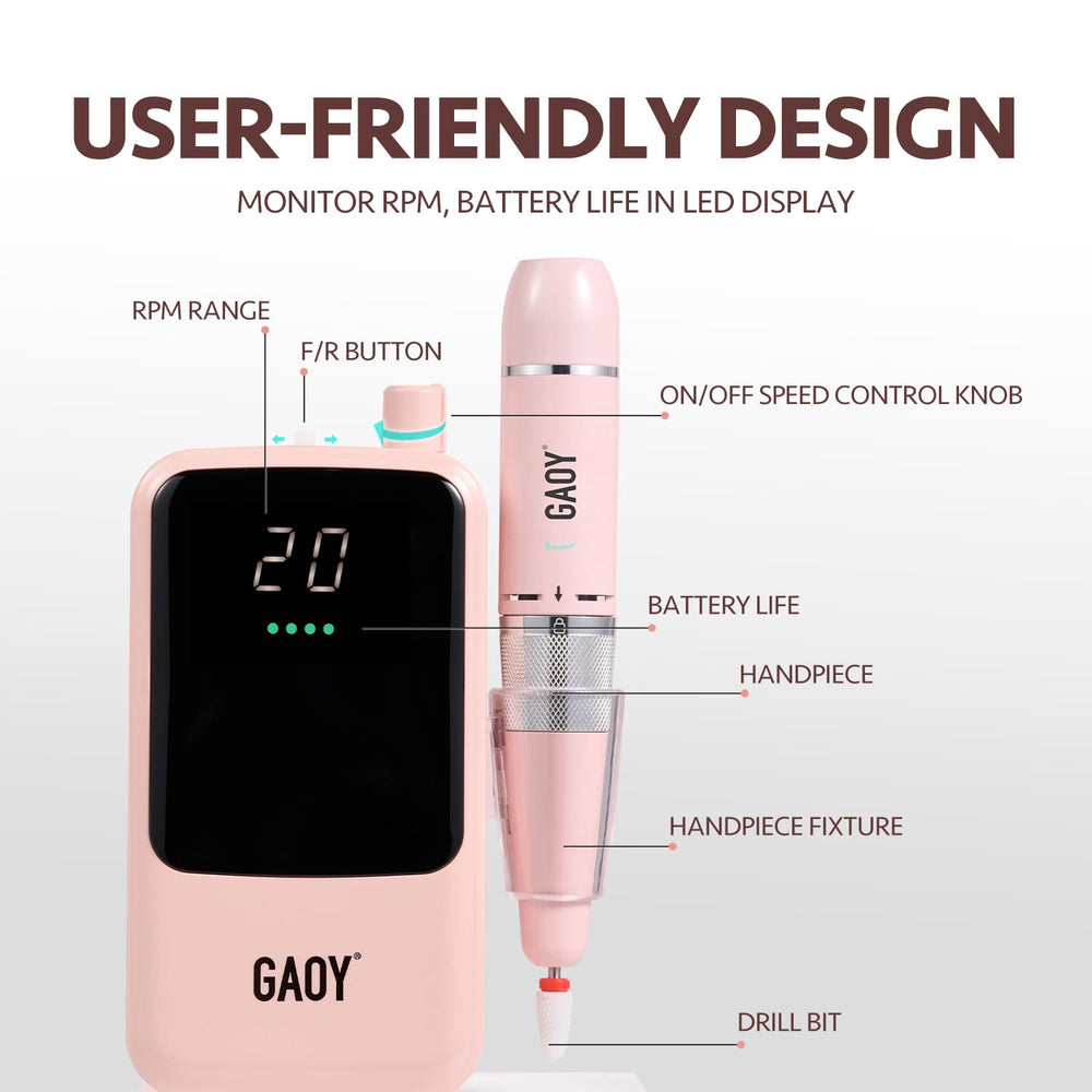 GAOY quiet operation nail drill illustrating low noise and smooth performance.