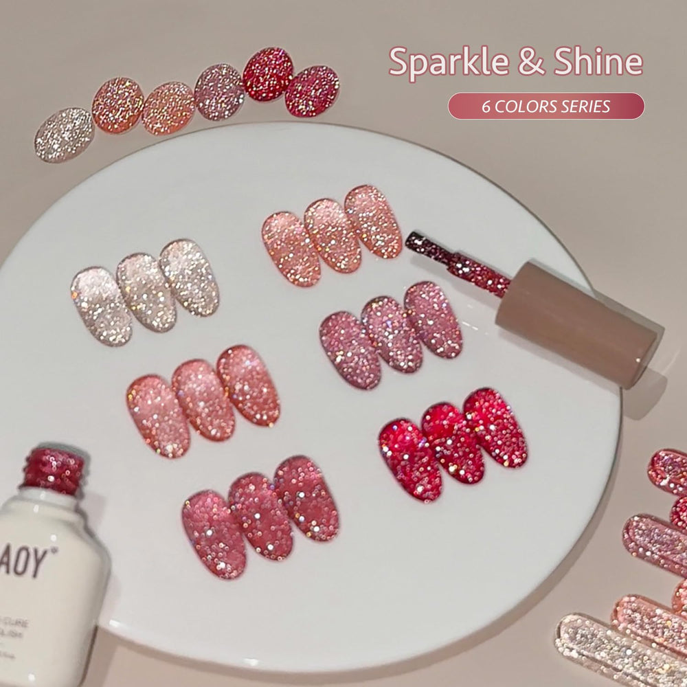 GAOY Glitter Rojo Gel: brillo reflectante para uñas, efecto glamoroso en segundos.