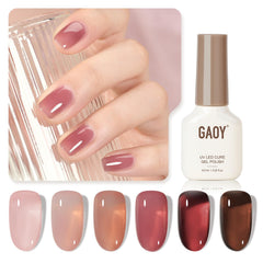 GAOY Rose Garden Jelly Gel Polish bottle close-up highlights color range for DIY manicures.