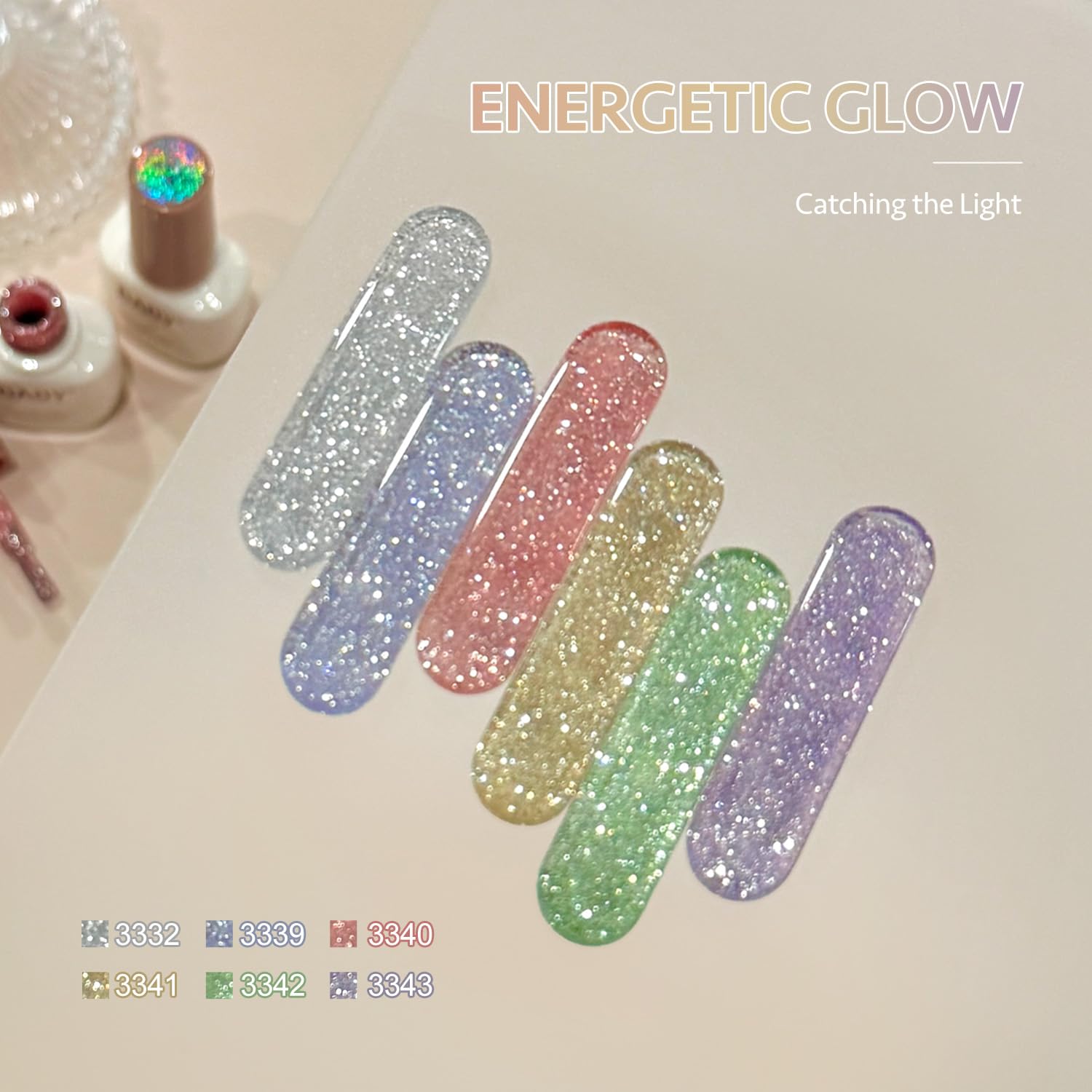 GAOY silver glitter gel polish swatch for dramatic shine