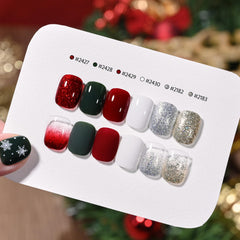 GAOY six-color swatches show white, dark green, and glitter shades for nail art ideas.