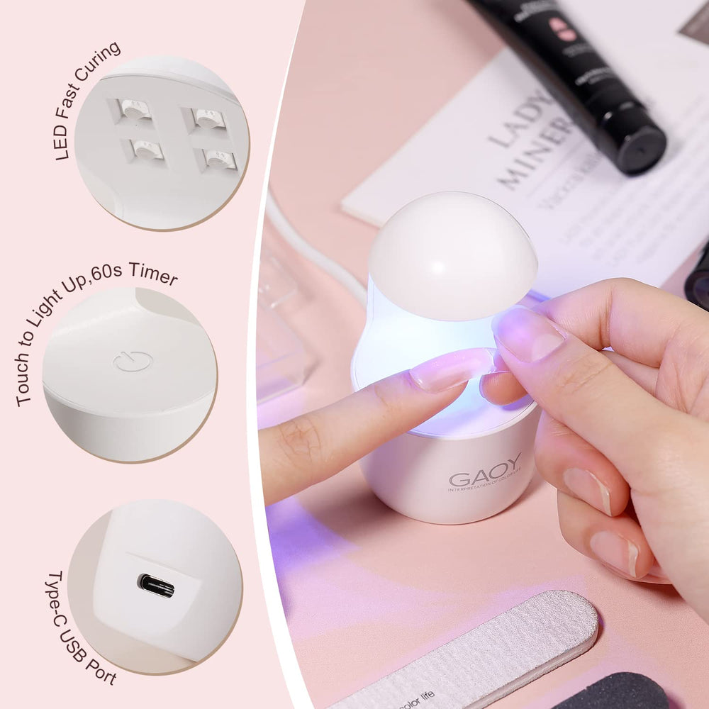 GAOY six-color poly gel set enables easy shade matching for unique designs.