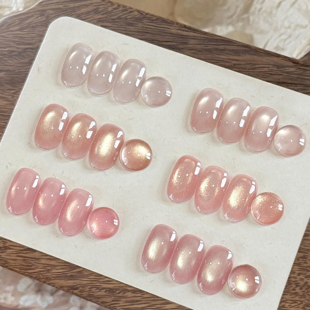 GAOY Soft Pink Cat Eye gel nail polish set box with six jelly nude colors for at-home artistry