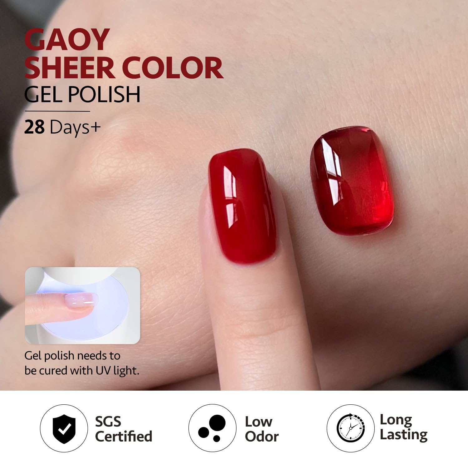 GAOY UV cure image shows 60 seconds to dry for quick manicures