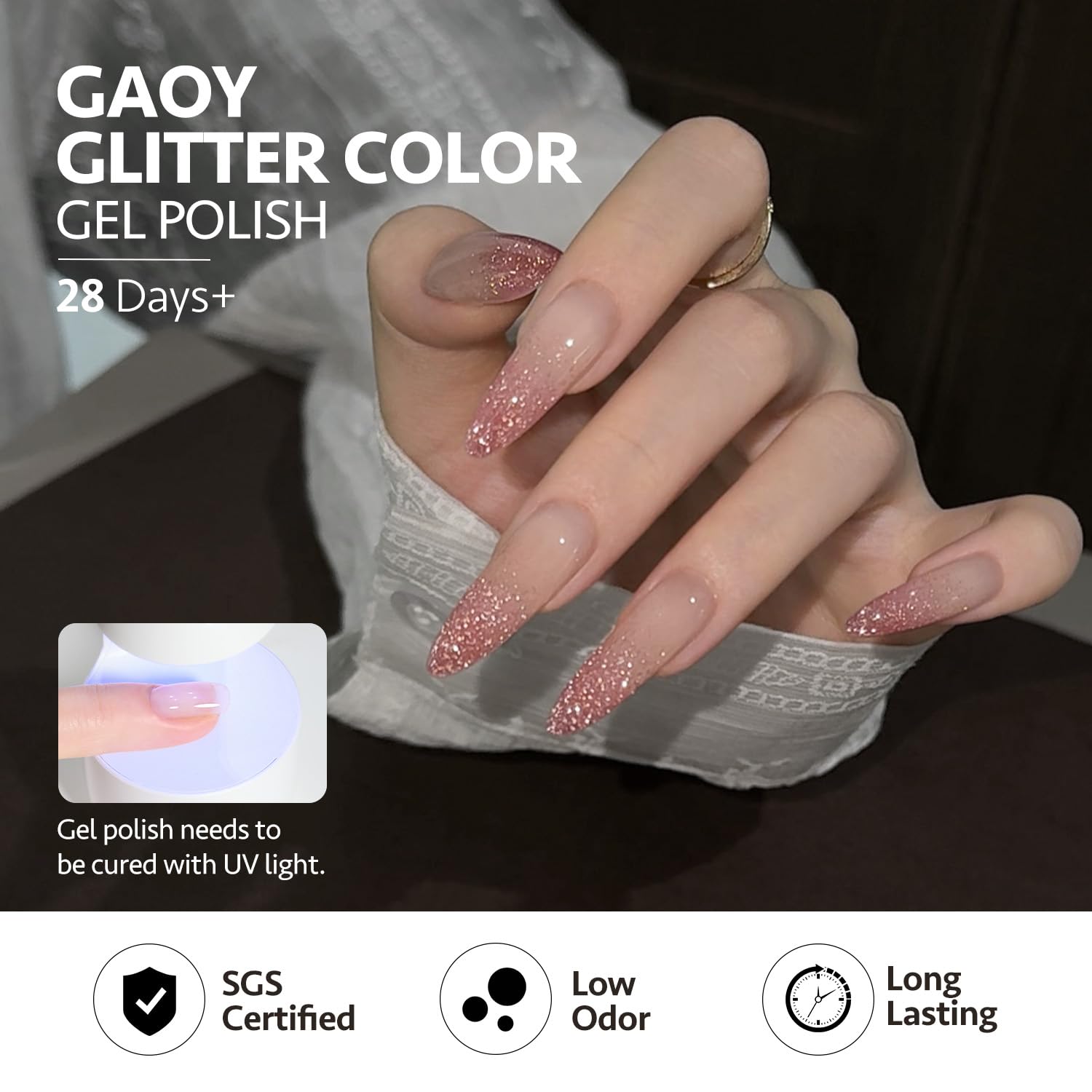GAOY UV lamp cure 60 seconds for quick-dry gel polish