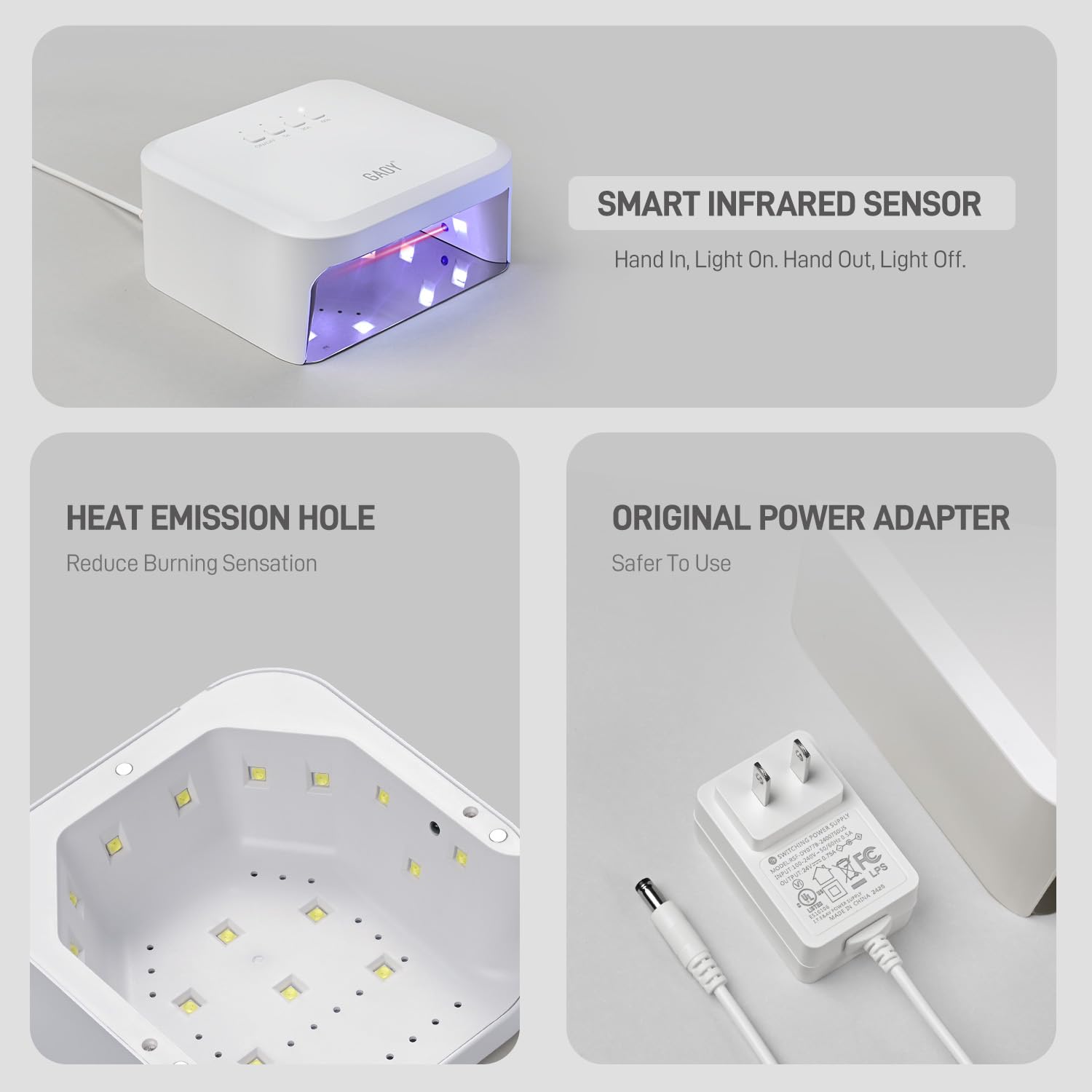 GAOY UV Light compact white design ideal for salons and at-home manicures.