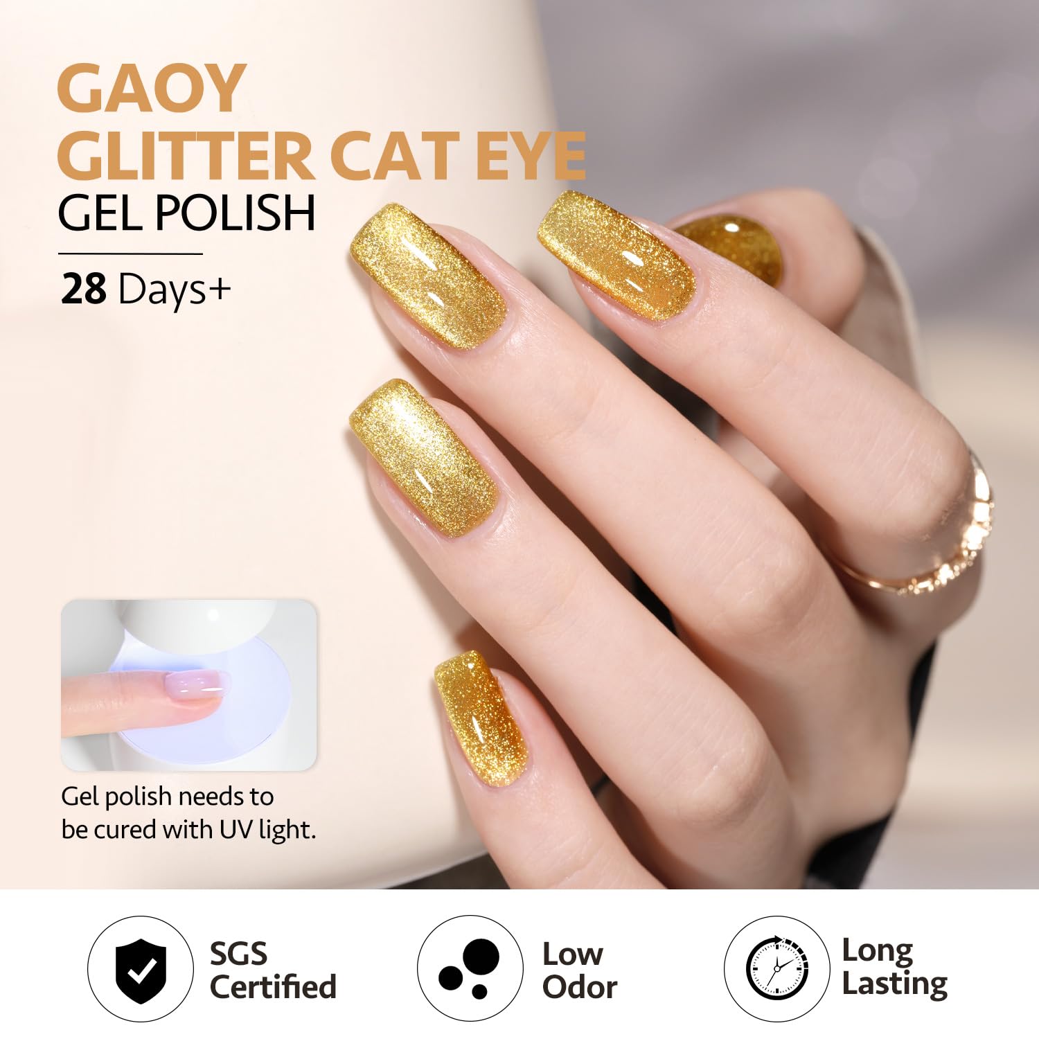 GAOY UV light curing for 60 seconds delivers quick, salon-like results at home.