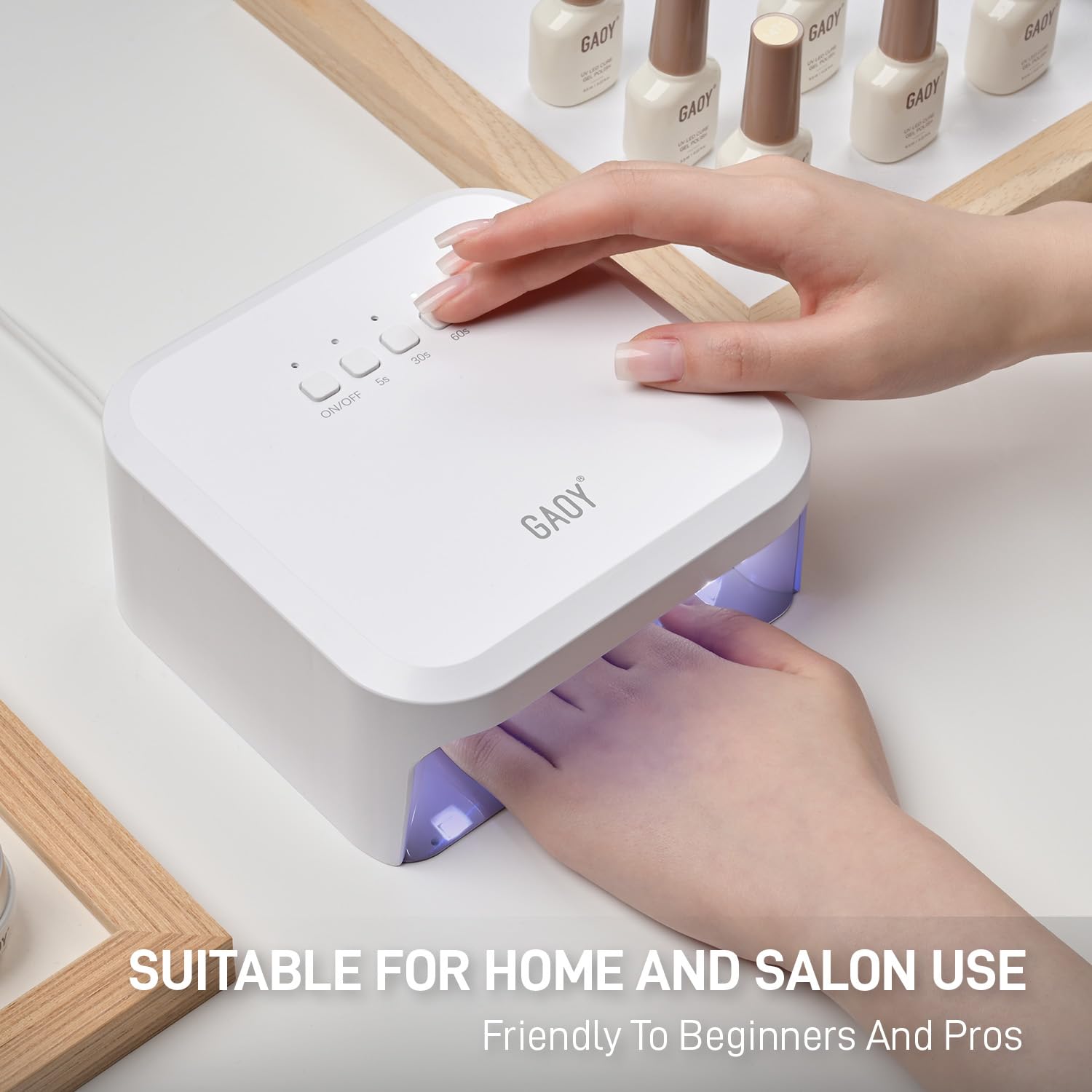 GAOY UV Light timer-settings-3 demonstrates 5s, 30s, and 60s curing options.