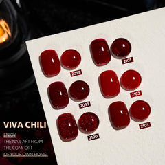GAOY Viva Chili gel polish set color swatches display diverse shades for DIY nail art.