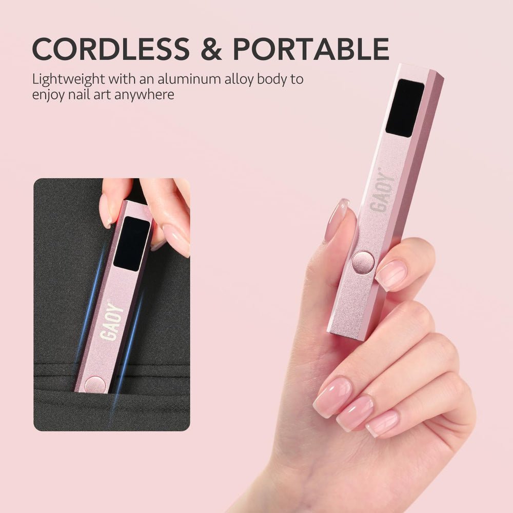 GAOY wireless nail art setup showcases portable gel curing anywhere.