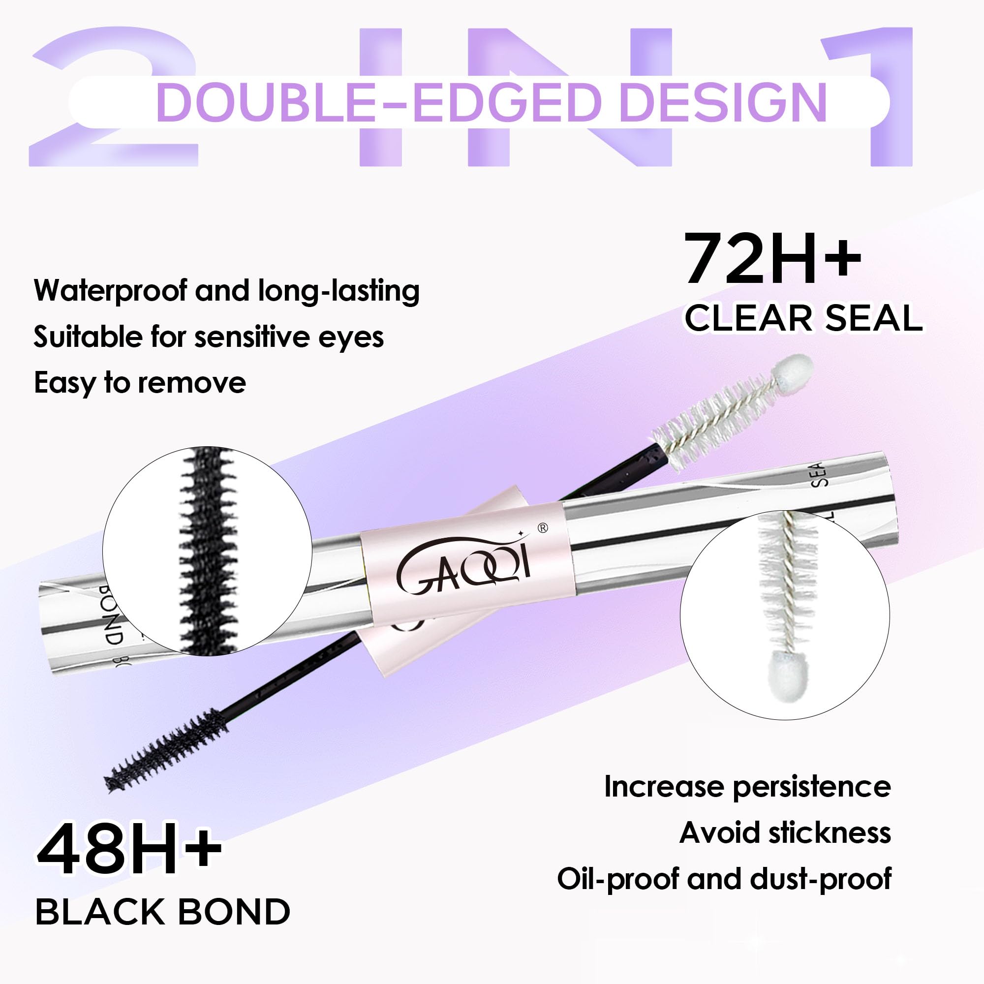 GAQQI gentle eyelash remover solution for safe, comfortable lash removal.