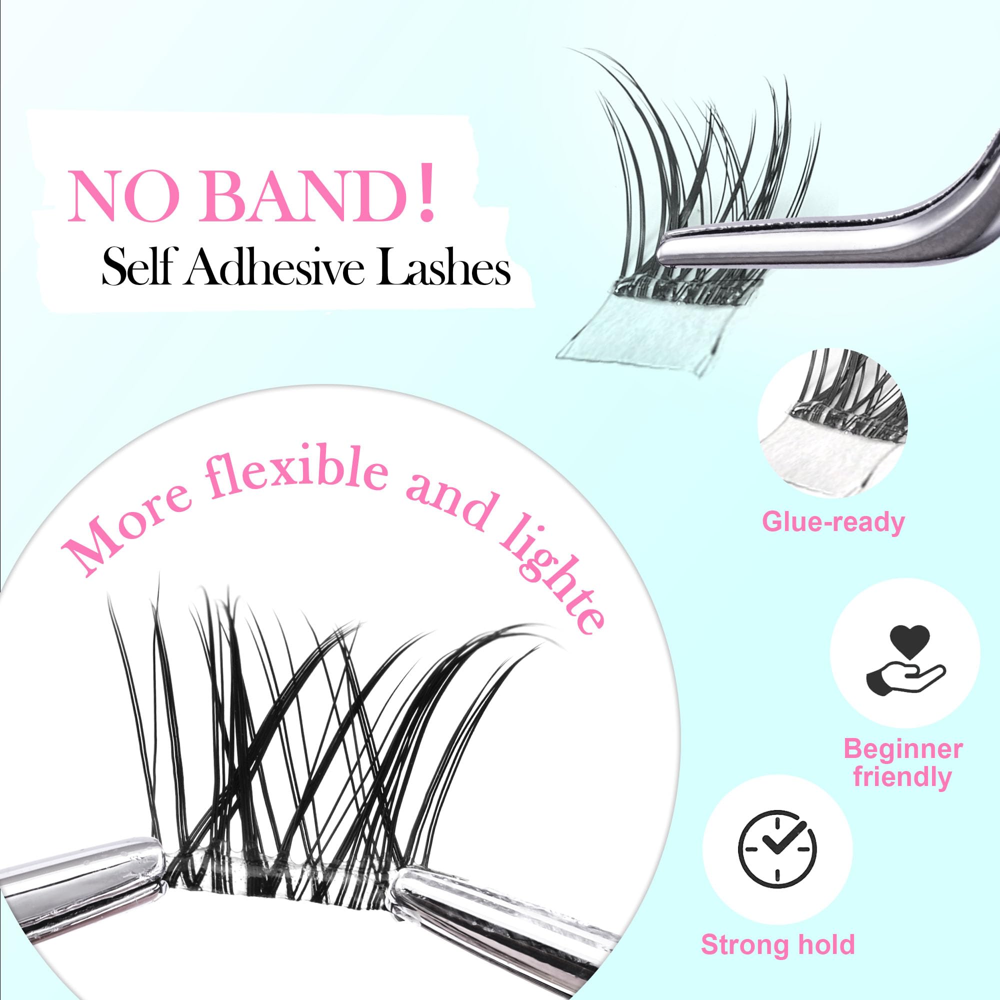 GAQQI Rabbit clusters close-up shows bandless design for seamless natural blend.