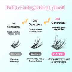 GAQQI wispy natural cluster lashes 10mm style for everyday chic.
