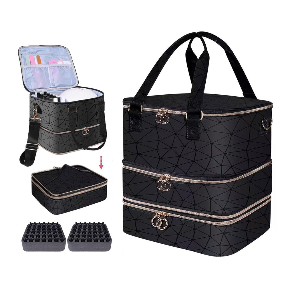 GAResy Nail Polish Organizer Case shows a sleek 3-layer design for organized, efficient manicures.