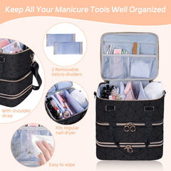 GAResy Nail Polish Organizer Case leather surface close-up highlights premium waterproof finish for durable travel.
