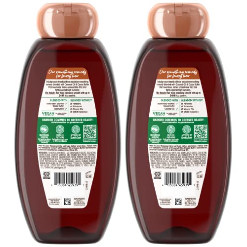 Garnier Coconut Oil Hair Softening image highlighting hydrated, silky strands.