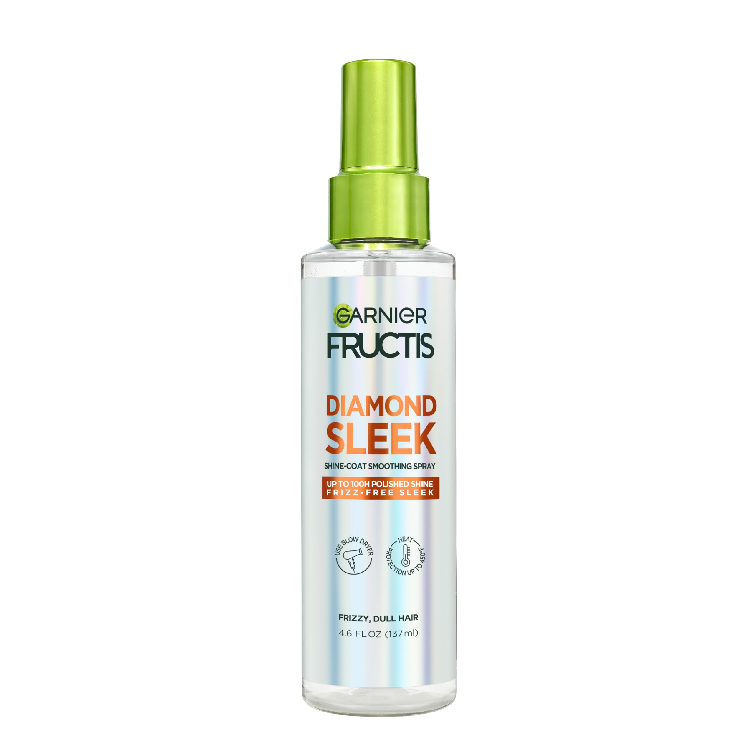 Garnier bottle front packaging showing sleek finish benefit