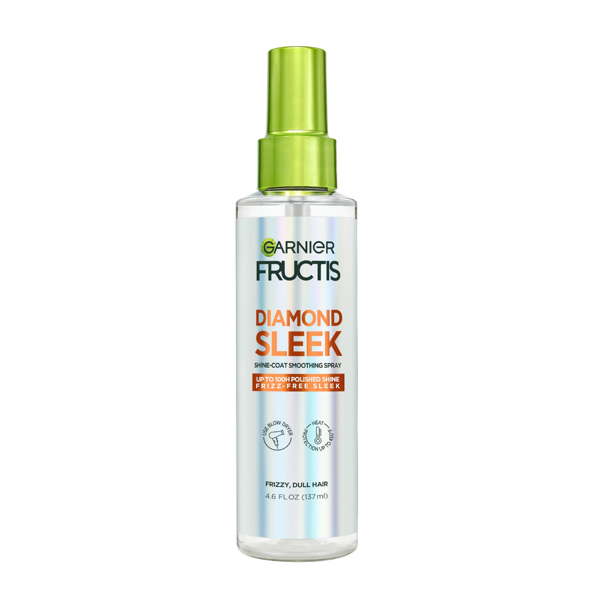 Garnier bottle front packaging showing sleek finish benefit