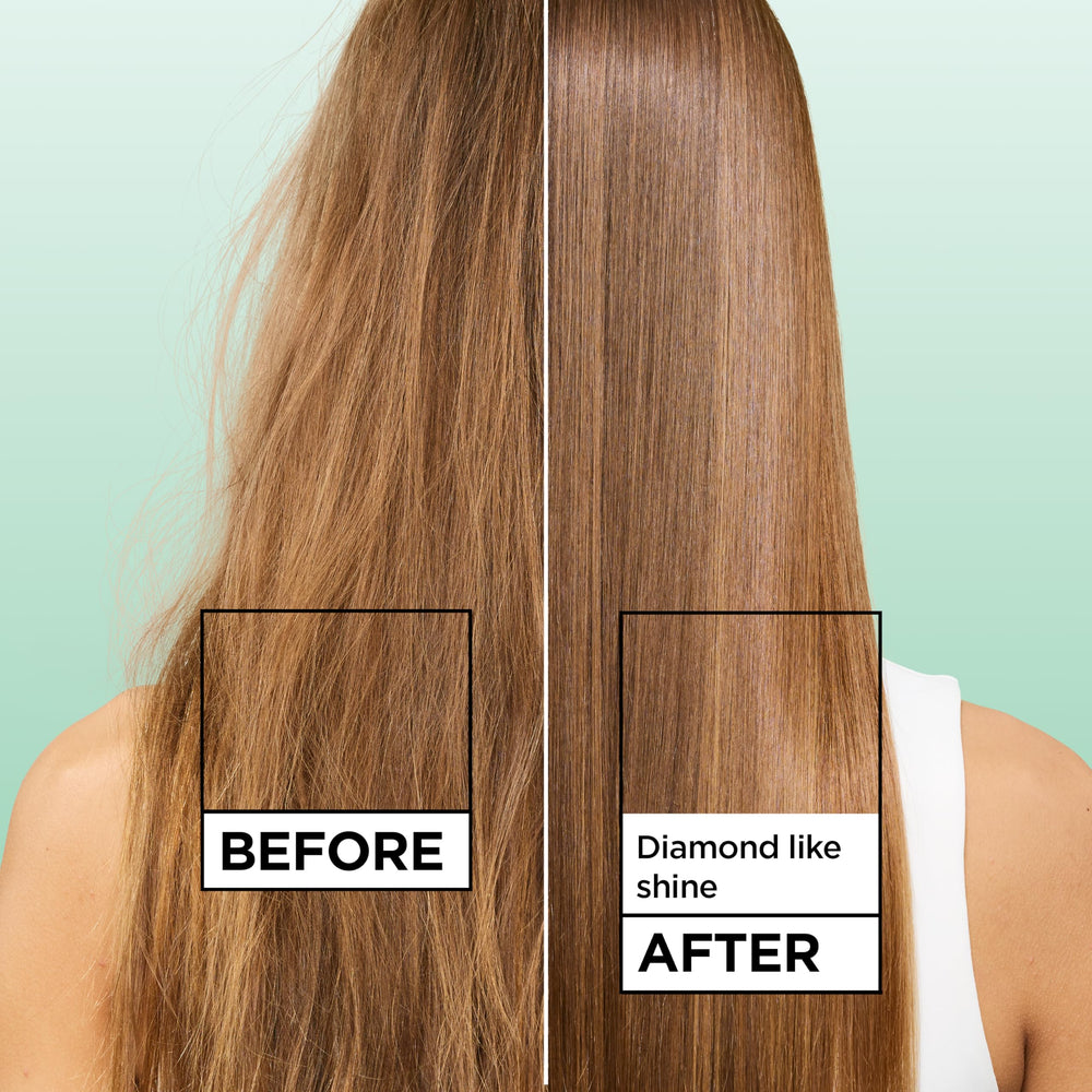 Garnier spray texture on hand illustrating lightweight, non-greasy feel
