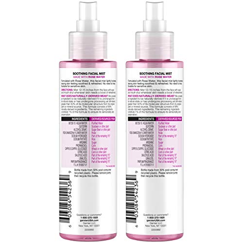 Garnier facial mist rose water application after makeup to set and refresh.