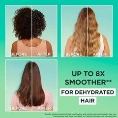 Garnier Fructis Aloe Vera Hair Food Mask application shows easy-to-use on hair and scalp.