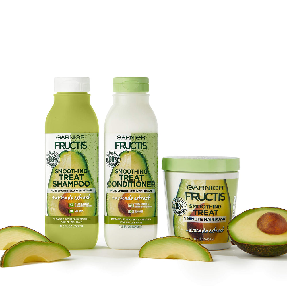 Garnier Fructis color-treated hair-friendly conditioner on color-treated hair.