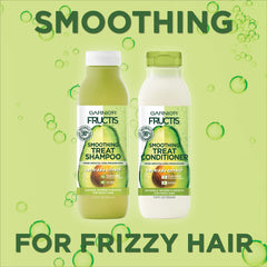 Garnier Fructis silicone-free formula close-up showing lightweight conditioning for frizz.