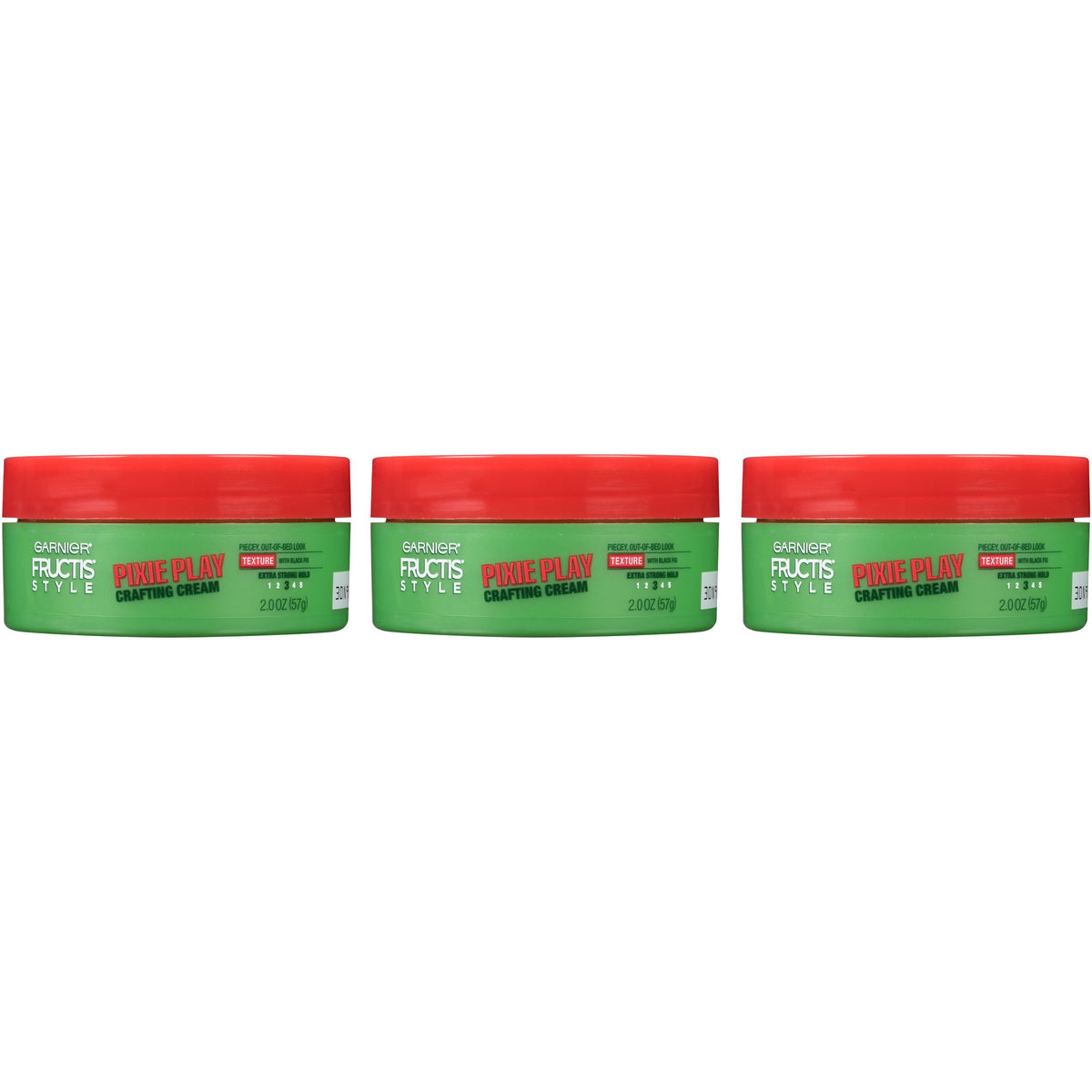 Garnier Fructis Style Pixie Play Crafting Cream bottle close-up with satin finish.