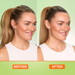 Garnier Fructis Sleek & Shine hairspray applied to hair for smooth finish.
