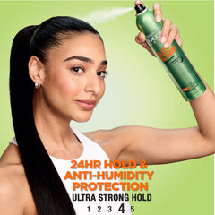 Garnier Fructis Sleek & Shine hairspray spray mist offers flexible hold for frizz control.