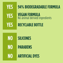 Garnier Fructis vegan formula badge indicating cruelty-free and plant-based care.