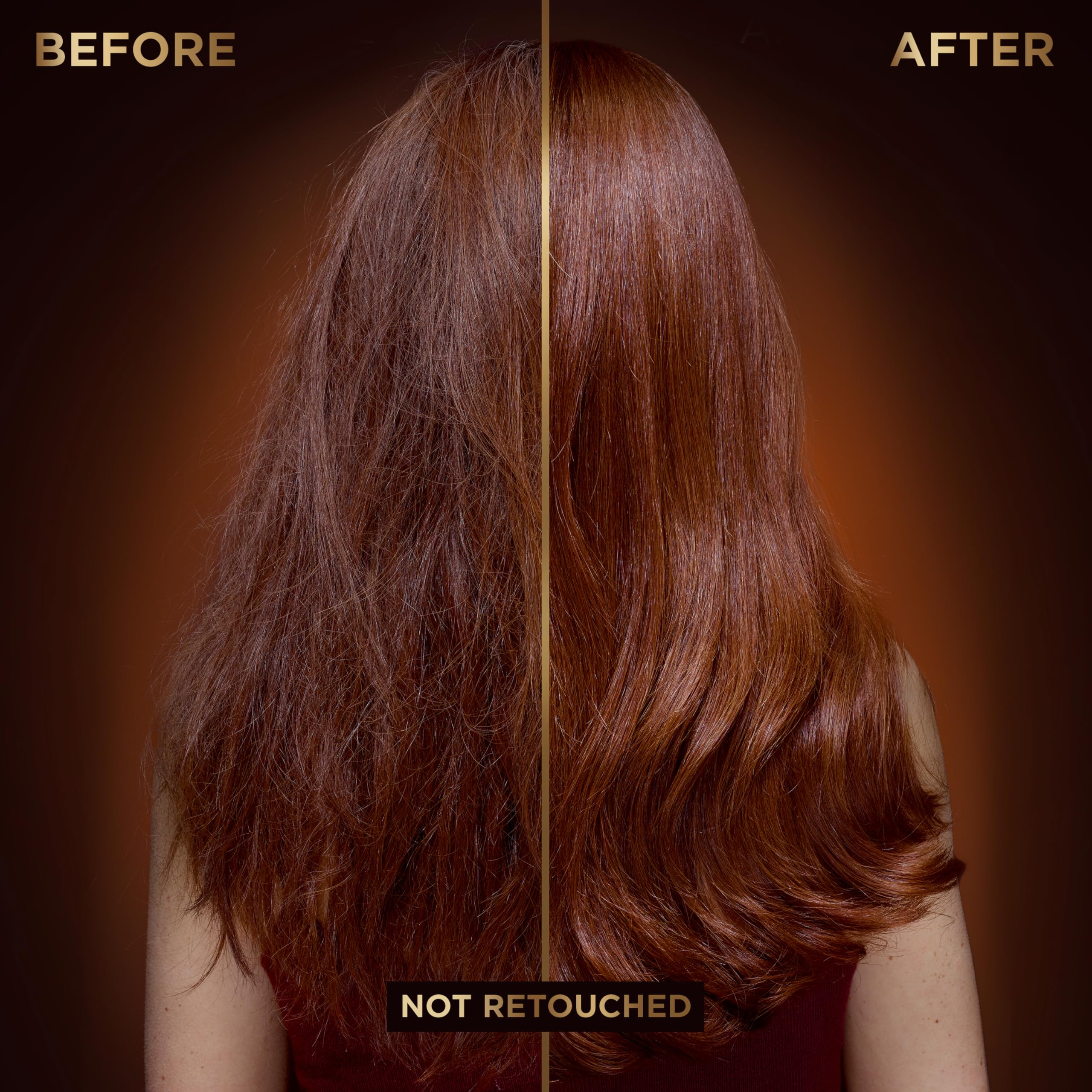 Garnier Honey Treasures serum applied to damp hair showing heat protection