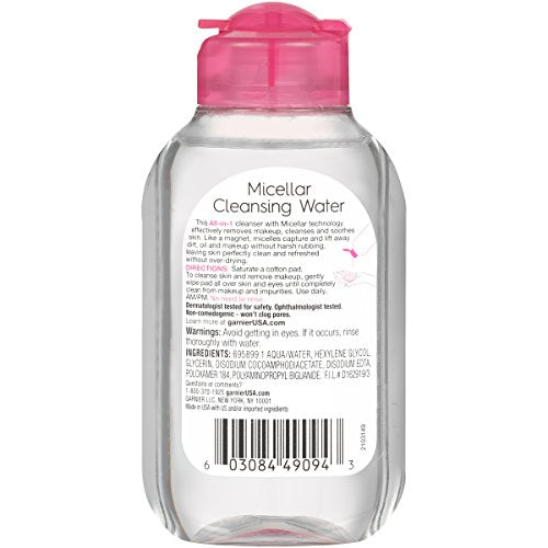 Garnier Micellar Cleansing Water used on eyes for gentle eye makeup removal