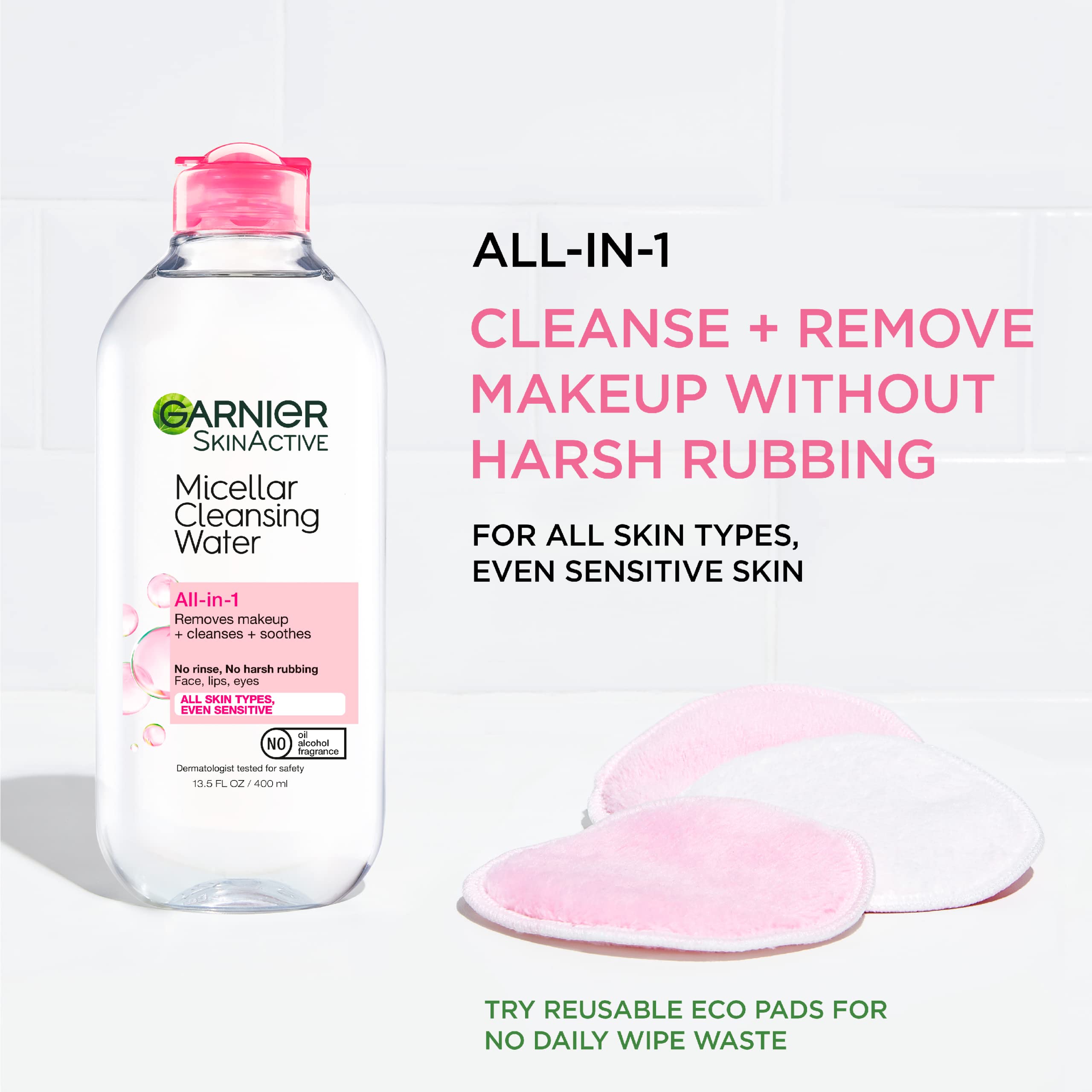 Garnier Micellar Water cotton pad removal; makeup lifted with no rubbing.