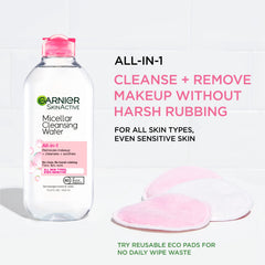 Garnier Micellar Water cotton pad removal; makeup lifted with no rubbing.