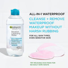 Garnier Micellar Water removes eye makeup safely around the eyes.