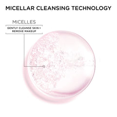 Garnier Micellar Water face cleansing application; dirt and oil gently lifted.
