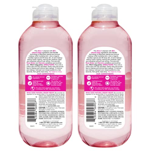 Garnier micellar water rose micelles lifting dirt and makeup gently