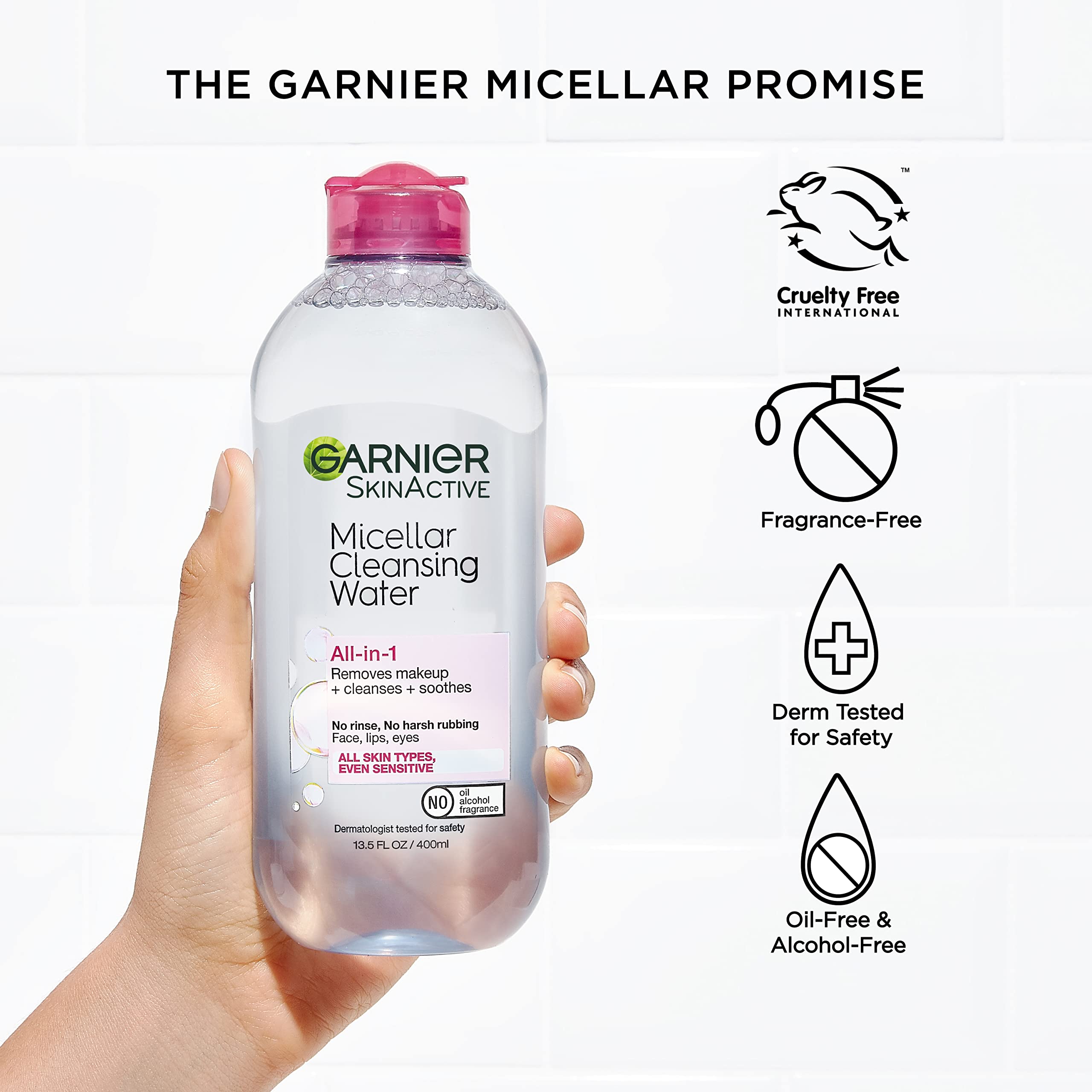 Garnier Micellar Water on sensitive skin emphasizes gentle cleansing capability