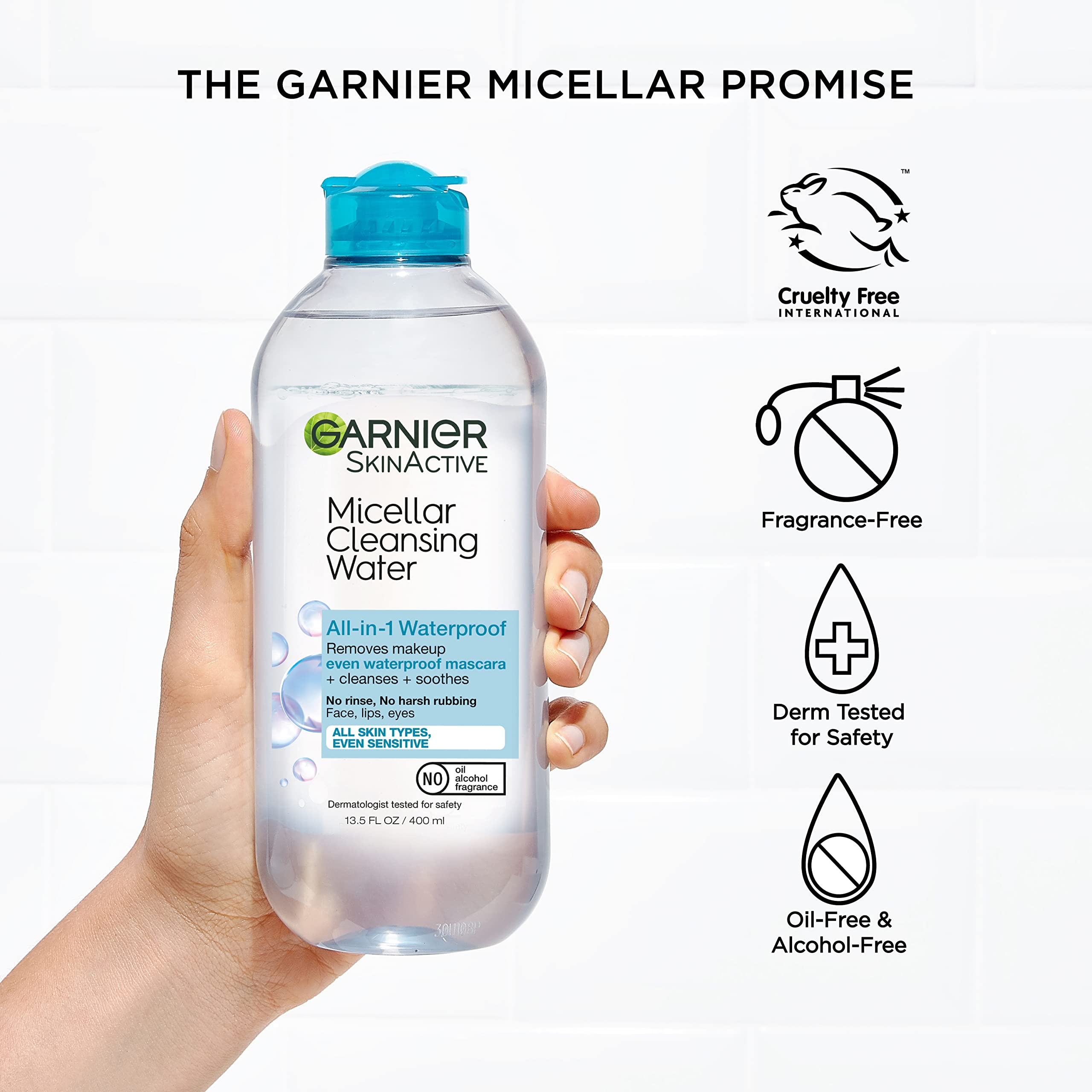 Garnier Micellar Water travel size pack for on-the-go cleansing.